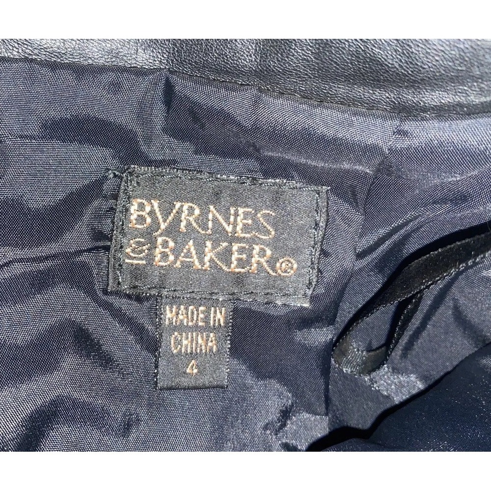 Vintage Byrnes & Baker Sz 4 Black Leather Lined Pencil Skirt Womens - Picture 4 of 6